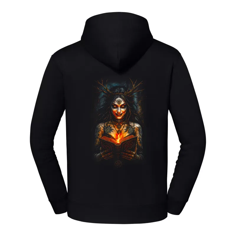 halb0125_czarny Bluza z kapturem Halloween – Kobieta ksiega tatuaze - obrazek 1