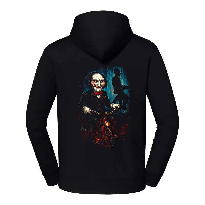 halb0135_czarny Bluza z kapturem Halloween – Pila na rowerze - obrazek 1