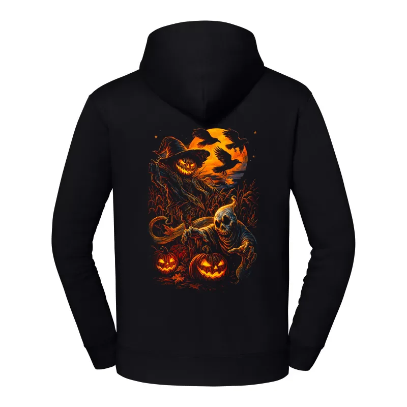 halb0136_czarny Bluza z kapturem Halloween – Pole kukurydzy - obrazek 1