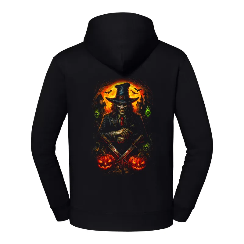 halb0140_czarny Bluza z kapturem Halloween – Upiorny noze kapelusz - obrazek 1