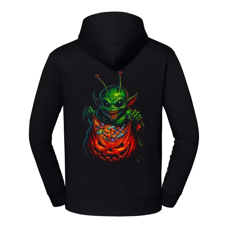 halb0141_czarny Bluza z kapturem Halloween – Upiorny stwor cukierki - obrazek 1