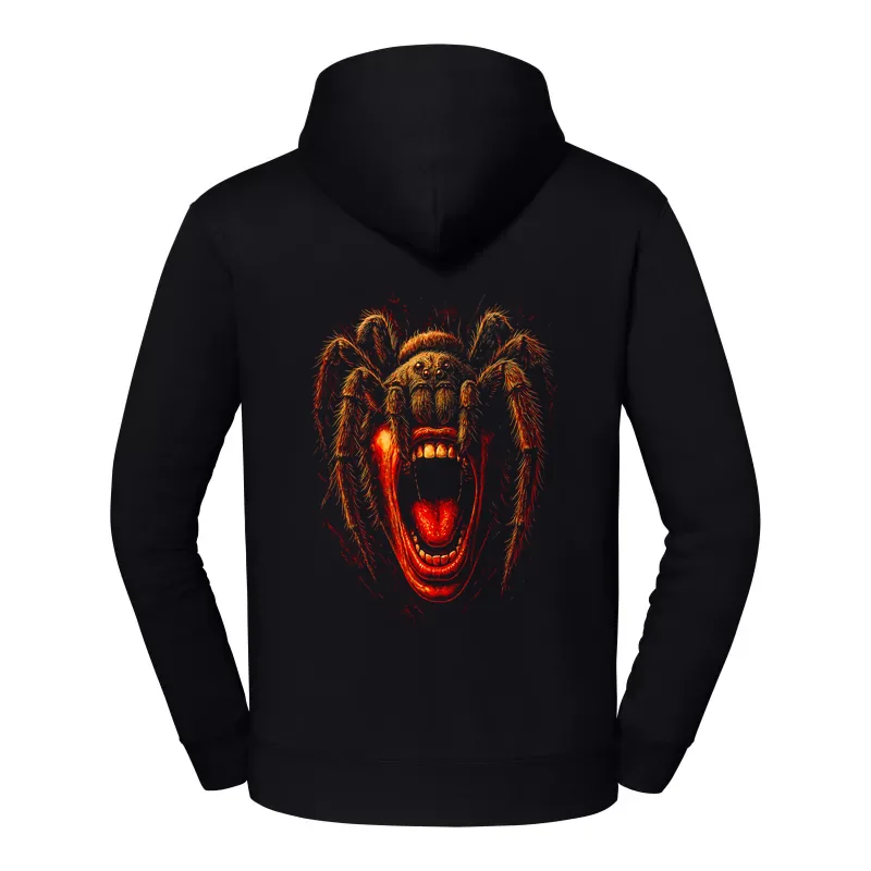 halb0143_czarny Bluza z kapturem Halloween – Usta pajak - obrazek 1