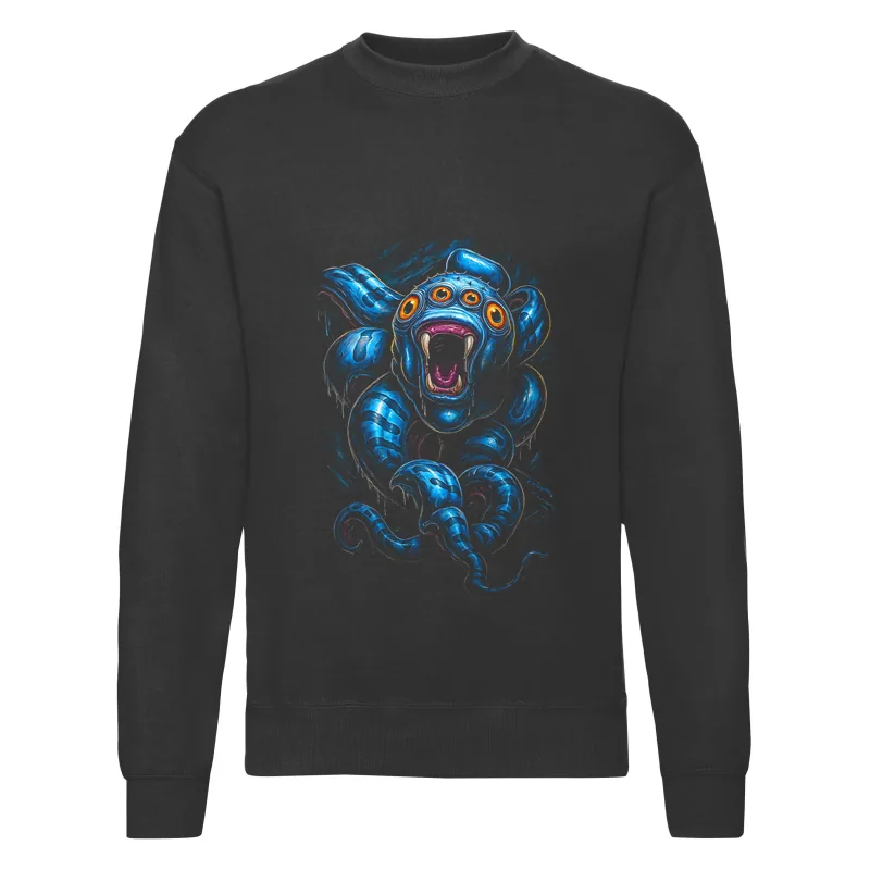haln0001_czarny Bluza bez kaptura Halloween – 4 oczy - obrazek 1