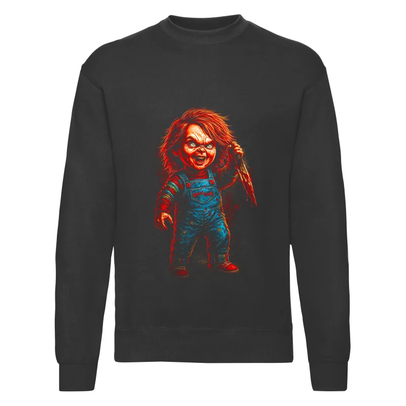 haln0002_czarny Bluza bez kaptura Halloween – Chucky v3 - obrazek 1