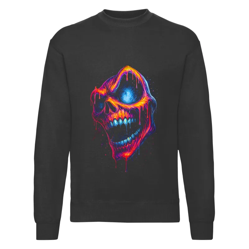 haln0005_czarny Bluza bez kaptura Halloween – Czaszka kolorowa - obrazek 1