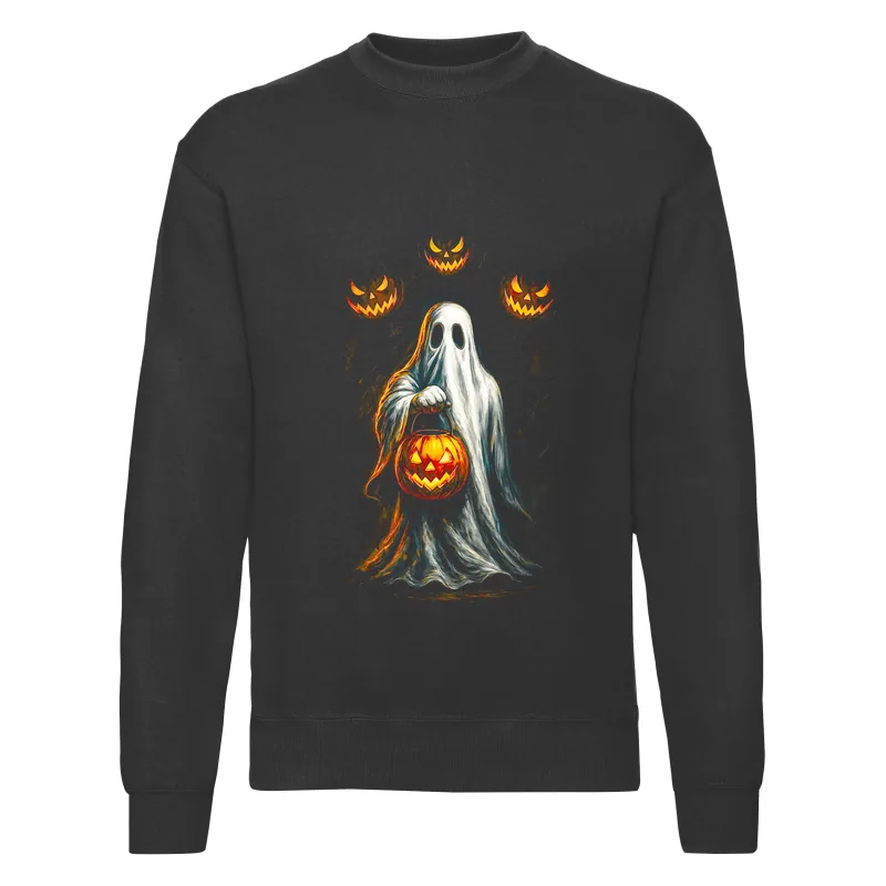 haln0011_czarny Bluza bez kaptura Halloween – Duszek dynie - obrazek 1