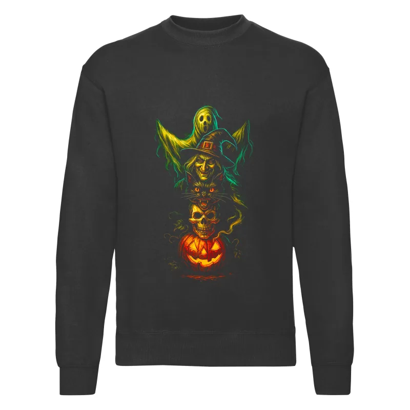 haln0016_czarny Bluza bez kaptura Halloween – Grupa wiedzma kot - obrazek 1