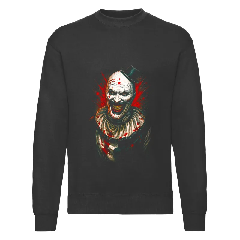 haln0020_czarny Bluza bez kaptura Halloween – Klaun czapkav2 - obrazek 1