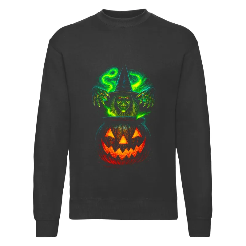 haln0022_czarny Bluza bez kaptura Halloween – Kociol wiedzma - obrazek 1