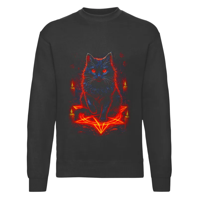 haln0024_czarny Bluza bez kaptura Halloween – Kot - obrazek 1