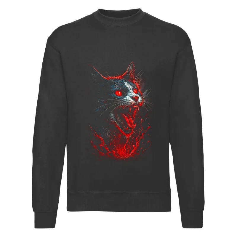 haln0025_czarny Bluza bez kaptura Halloween – Kot krzyk - obrazek 1
