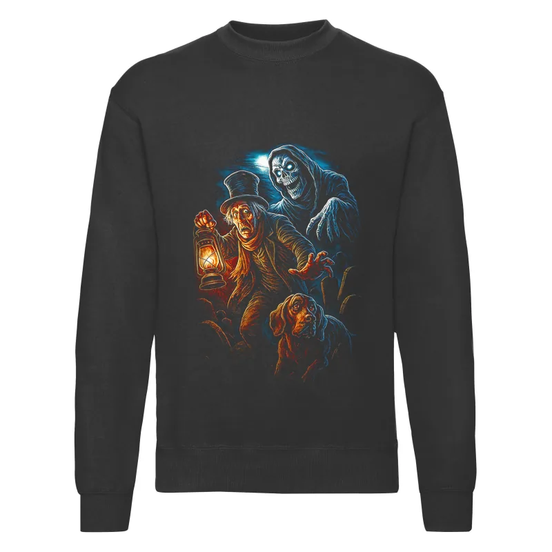 haln0029_czarny Bluza bez kaptura Halloween – Mezczyzna lampion pies - obrazek 1