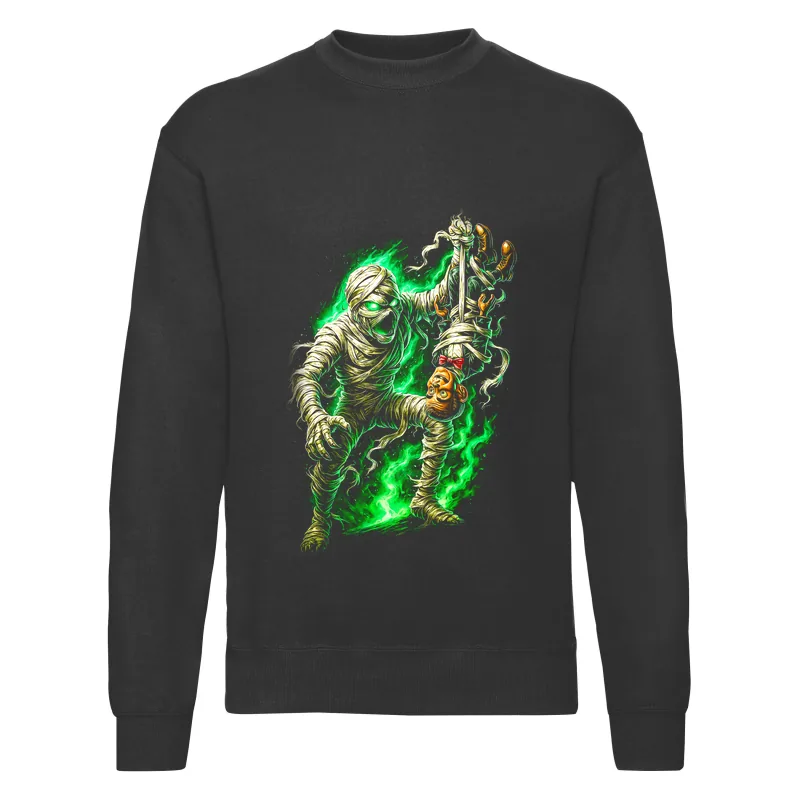 haln0030_czarny Bluza bez kaptura Halloween – Mumia - obrazek 1