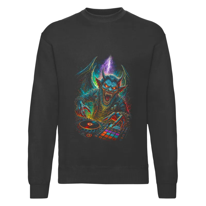 haln0037_czarny Bluza bez kaptura Halloween – Upiorny DJ - obrazek 1