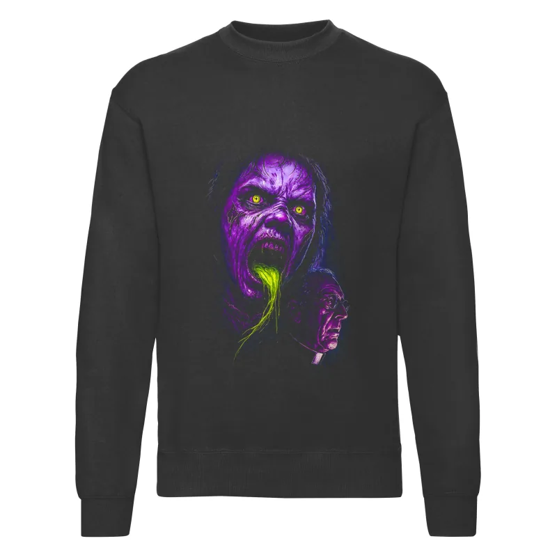 haln0038_czarny Bluza bez kaptura Halloween – Upiorny jezyk - obrazek 1