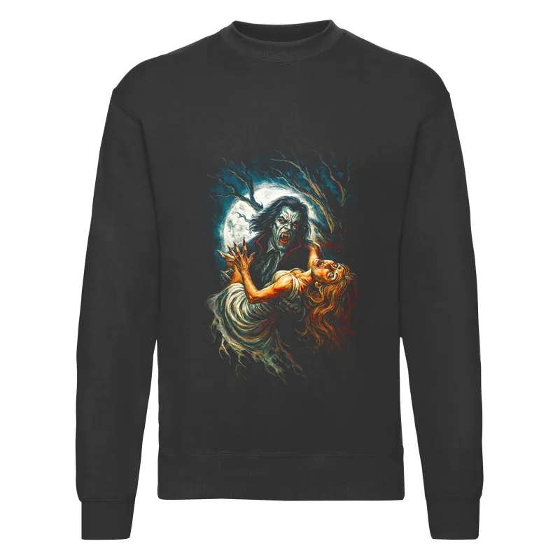 haln0039_czarny Bluza bez kaptura Halloween – Upiorny kobieta w opalach - obrazek 1