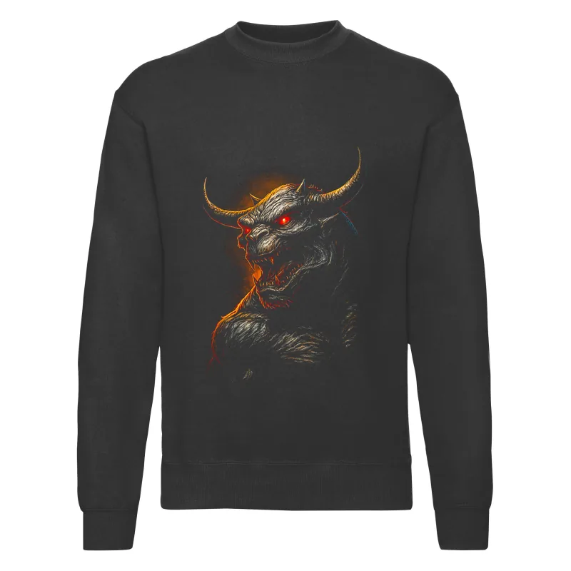 haln0041_czarny Bluza bez kaptura Halloween – Upiorny rogi - obrazek 1