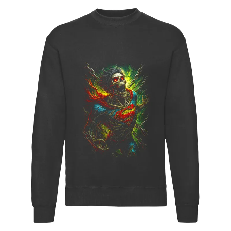 haln0042_czarny Bluza bez kaptura Halloween – Upiorny superman - obrazek 1
