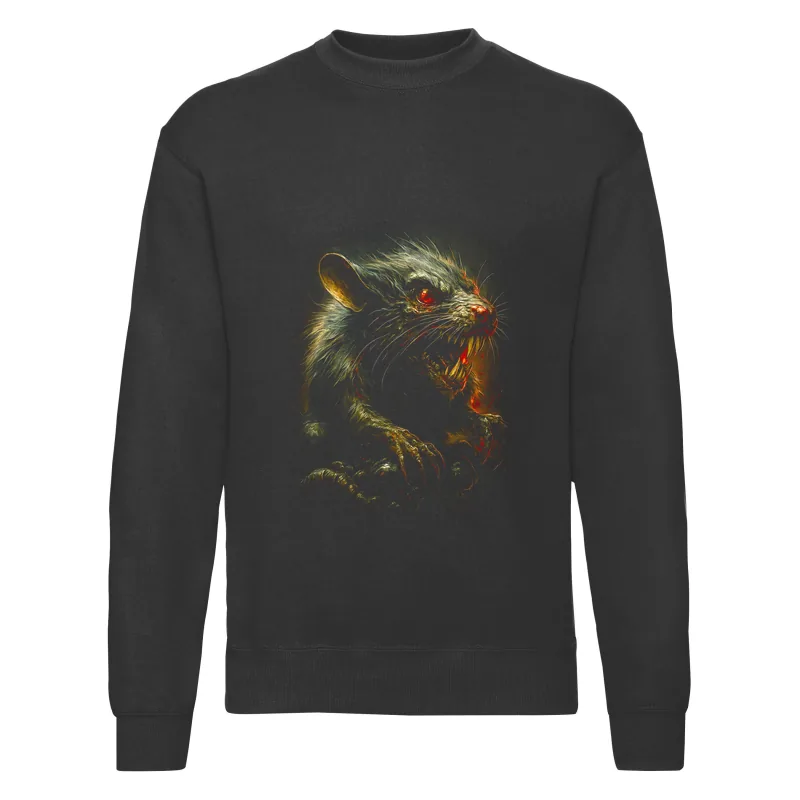 haln0043_czarny Bluza bez kaptura Halloween – Upiorny szczur - obrazek 1