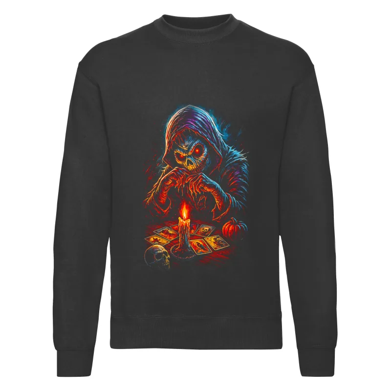 haln0044_czarny Bluza bez kaptura Halloween – Upiorny tarot - obrazek 1