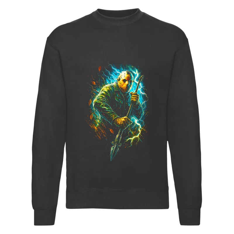 haln0045_czarny Bluza bez kaptura Halloween – Upiorny w mascev2 - obrazek 1