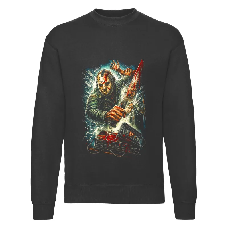 haln0046_czarny Bluza bez kaptura Halloween – Upiorny w mascev3 - obrazek 1