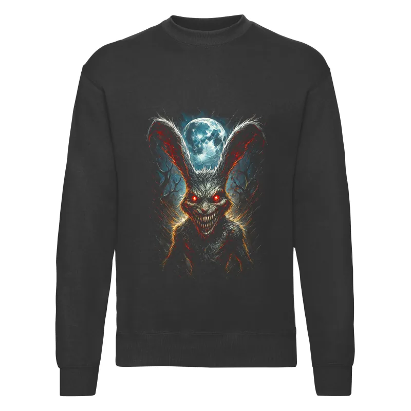 haln0047_czarny Bluza bez kaptura Halloween – Upiorny zajac - obrazek 1