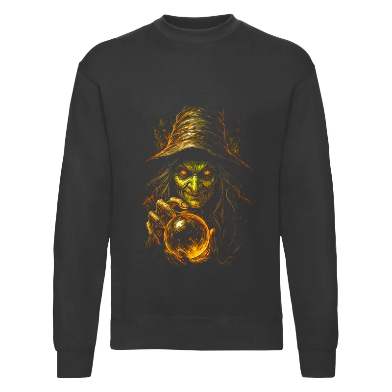 haln0048_czarny Bluza bez kaptura Halloween – Wiedzma kula - obrazek 1