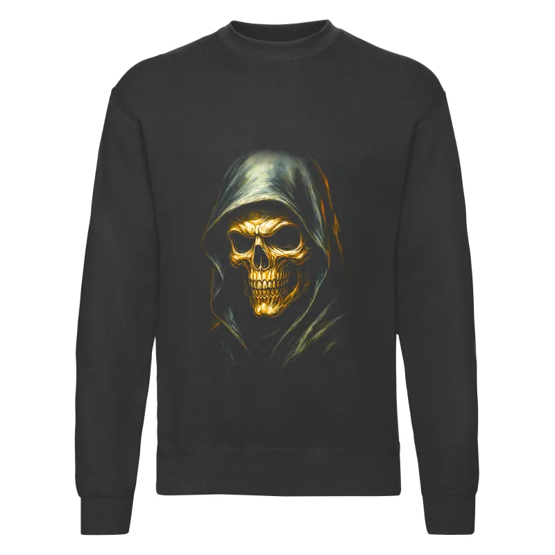 haln0058_czarny Bluza bez kaptura Halloween – Czaszka kaptur - obrazek 1