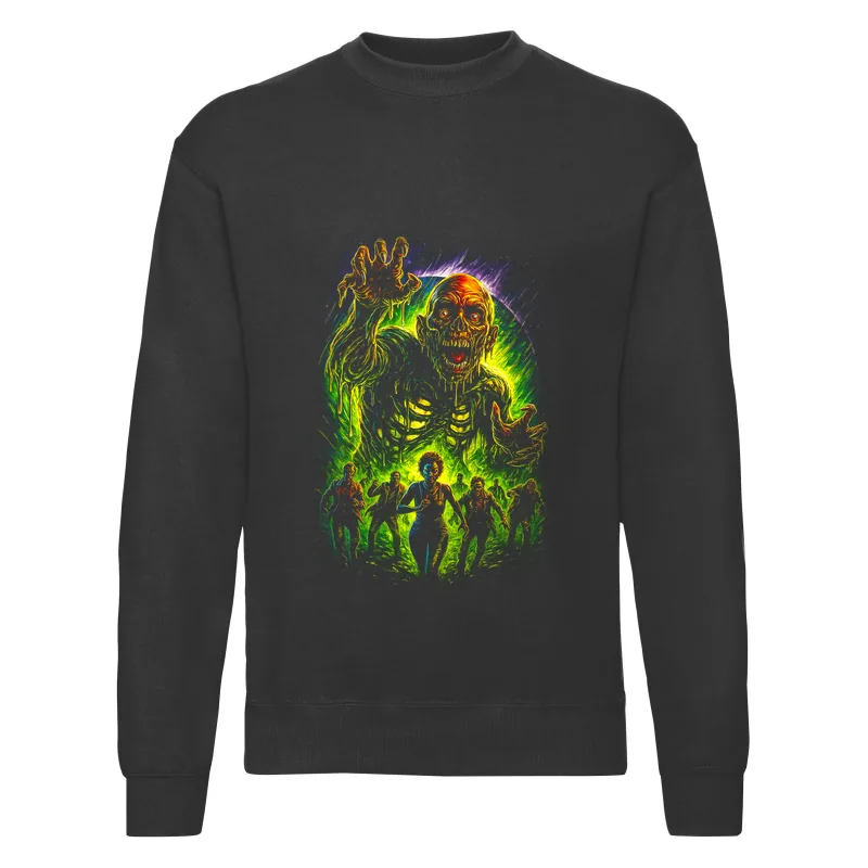 haln0060_czarny Bluza bez kaptura Halloween – Czaszka zombie - obrazek 1
