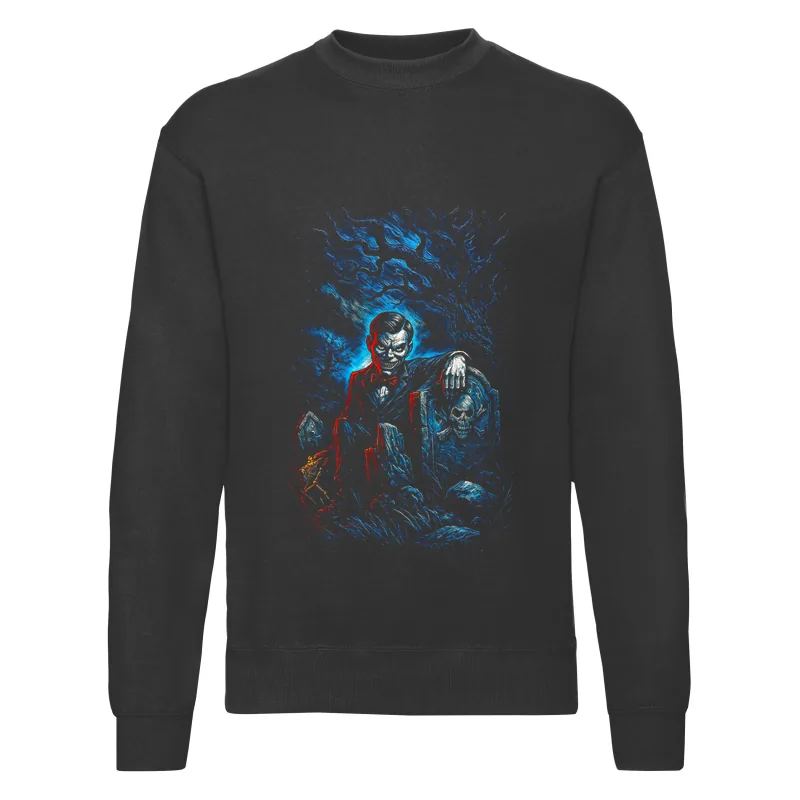 haln0061_czarny Bluza bez kaptura Halloween – Człowiek cmentarz - obrazek 1