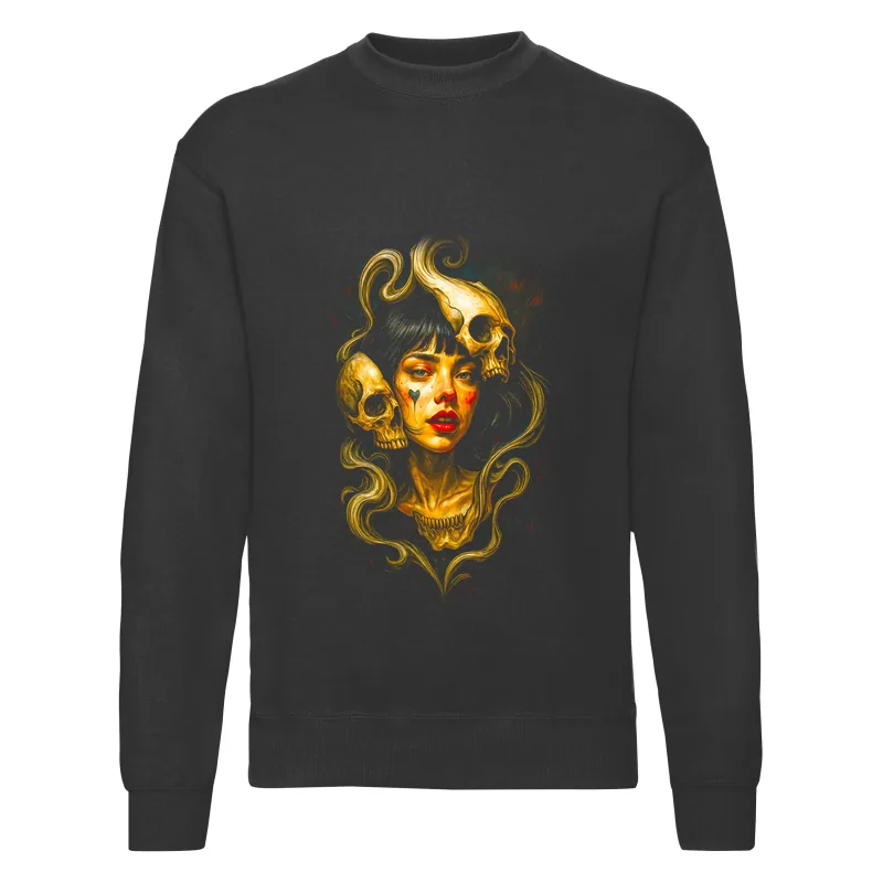 haln0070_czarny Bluza bez kaptura Halloween – Kobieta czaszki - obrazek 1