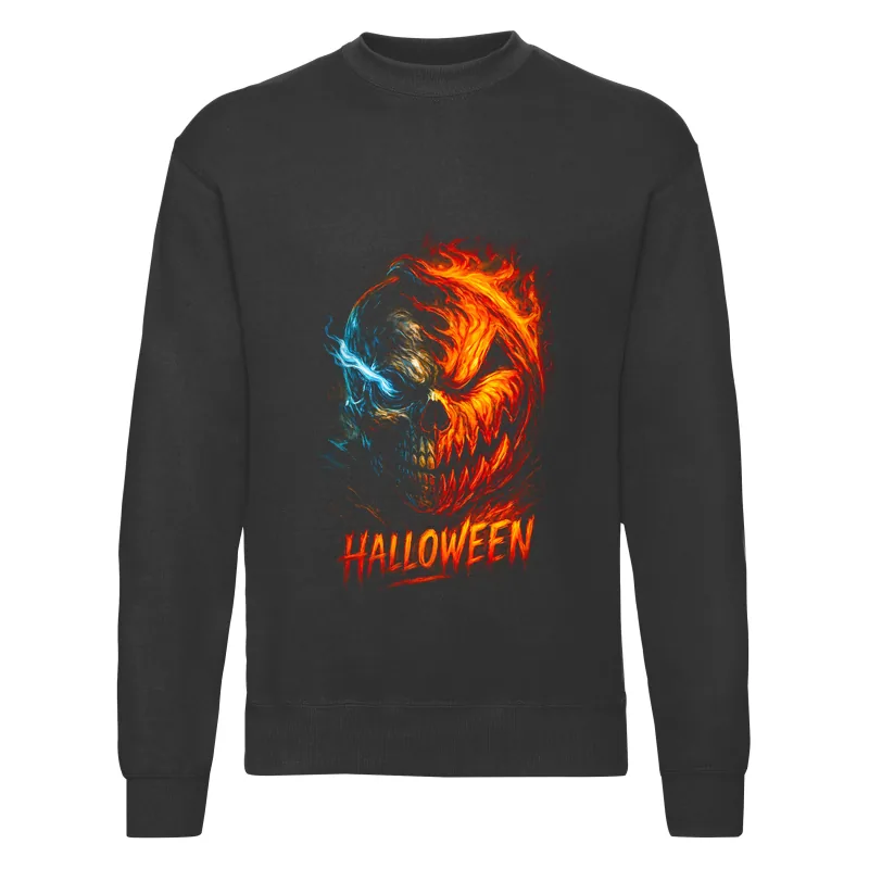 haln0080_czarny Bluza bez kaptura Halloween – Ogien i woda - obrazek 1
