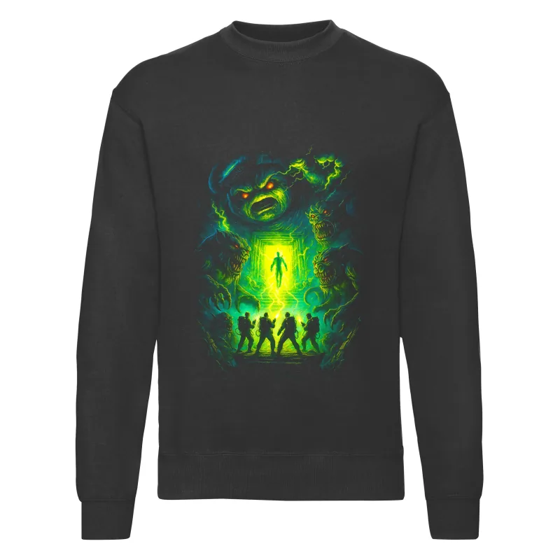 haln0100_czarny Bluza bez kaptura Halloween – Upiorny korytarz - obrazek 1