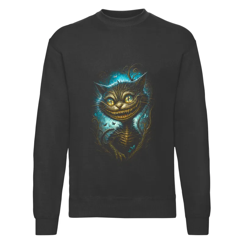 haln0101_czarny Bluza bez kaptura Halloween – Upiorny kot - obrazek 1