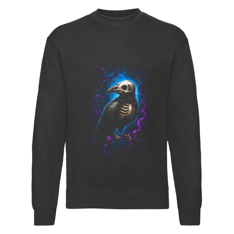 haln0102_czarny Bluza bez kaptura Halloween – Upiorny kruk - obrazek 1