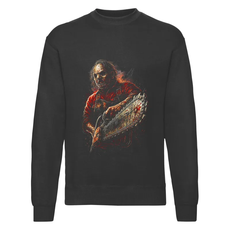 haln0103_czarny Bluza bez kaptura Halloween – Upiorny pila - obrazek 1