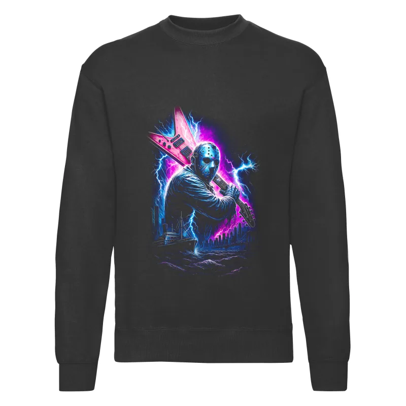 haln0106_czarny Bluza bez kaptura Halloween – Upiorny w masce - obrazek 1