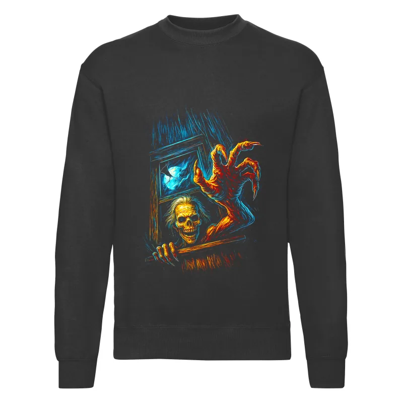 haln0113_czarny Bluza bez kaptura Halloween – Strach - obrazek 1