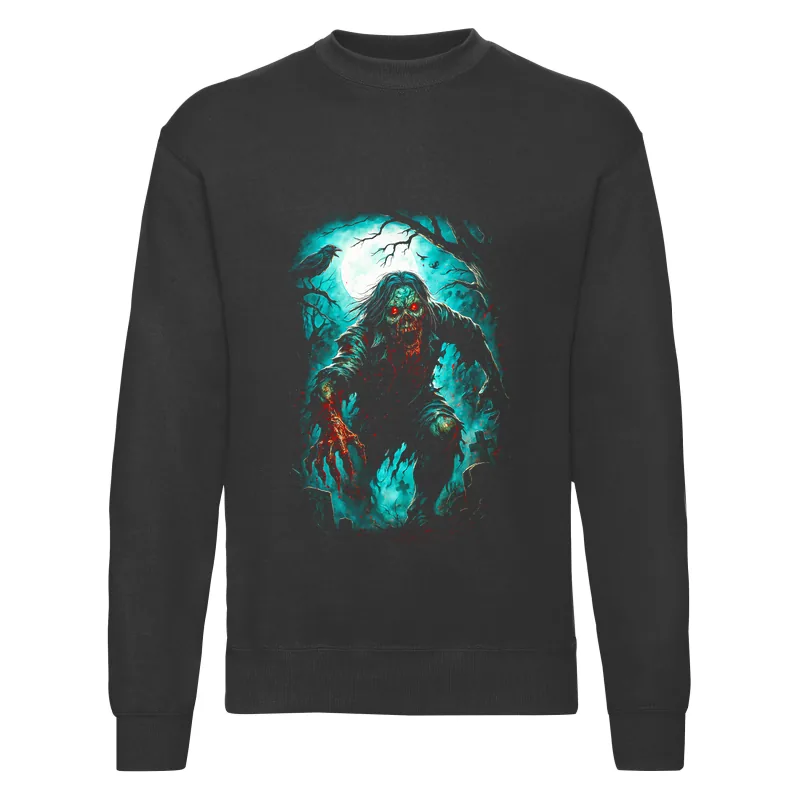 haln0114_czarny Bluza bez kaptura Halloween – Zombie 1 - obrazek 1