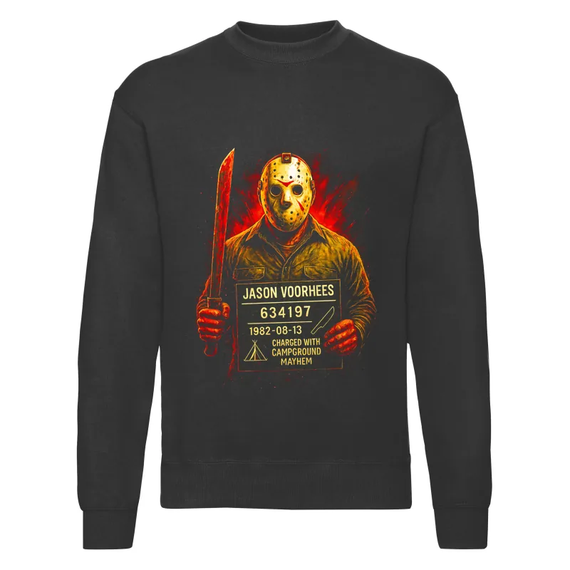 haln0118_czarny Bluza bez kaptura Halloween – Czlowiek maska jason - obrazek 1