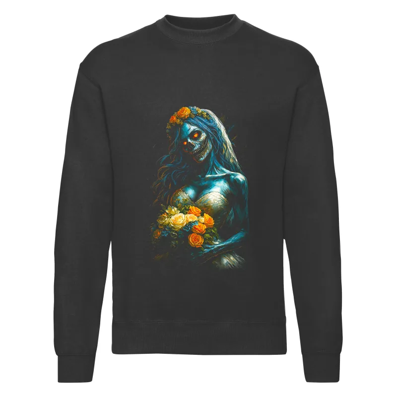 haln0122_czarny Bluza bez kaptura Halloween – Gnijaca panna mloda - obrazek 1