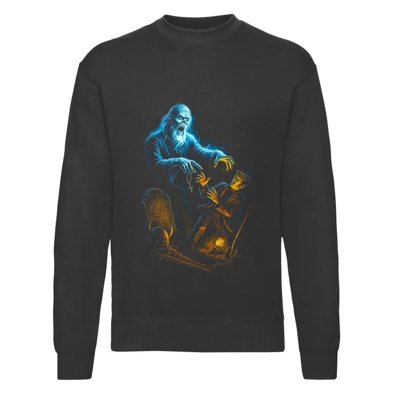 haln0123_czarny Bluza bez kaptura Halloween – John davis cmentarz - obrazek 1