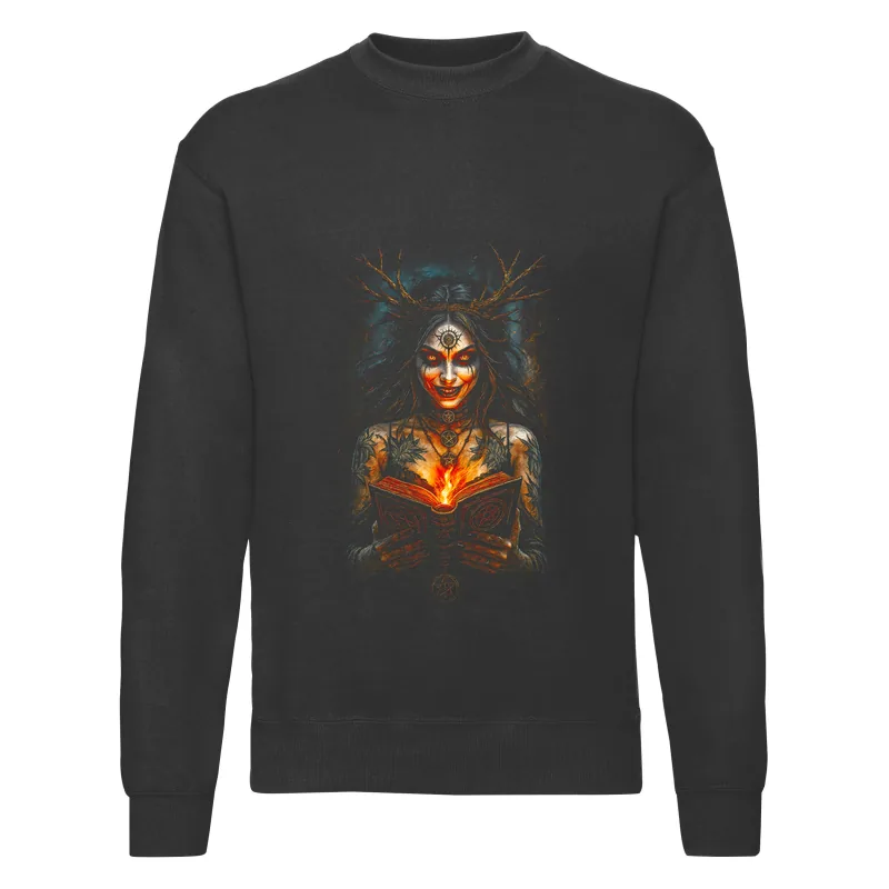 haln0125_czarny Bluza bez kaptura Halloween – Kobieta ksiega tatuaze - obrazek 1