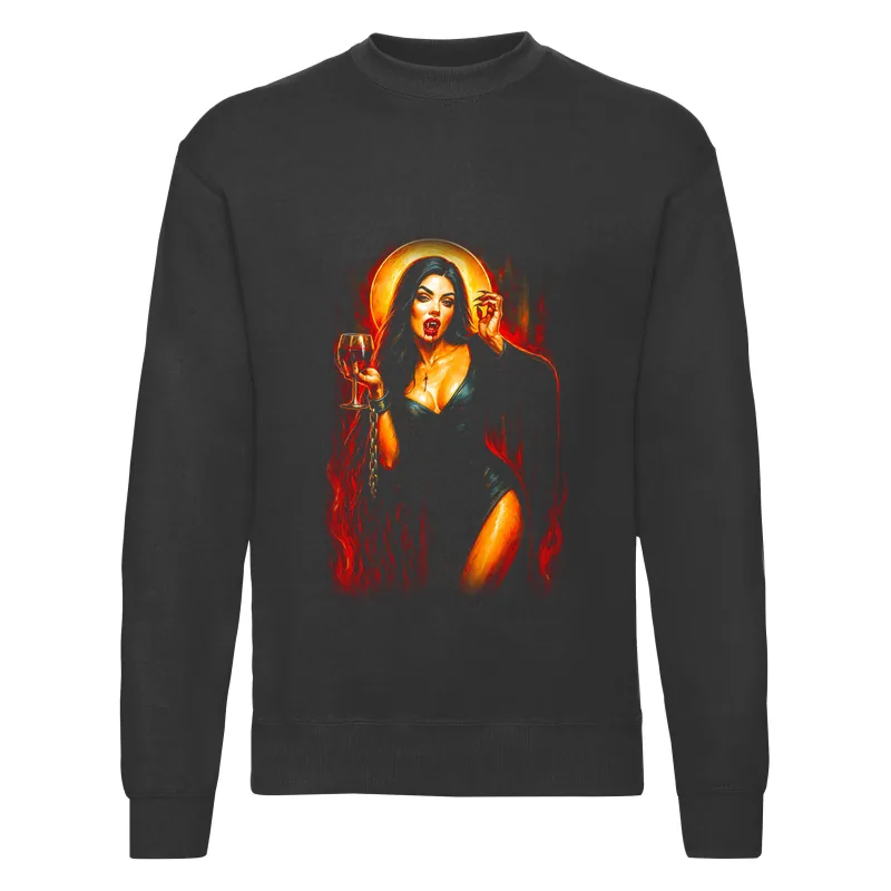haln0128_czarny Bluza bez kaptura Halloween – Kobieta wampir - obrazek 1