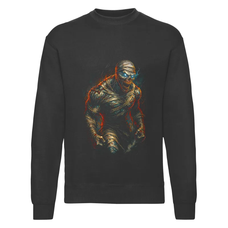 haln0130_czarny Bluza bez kaptura Halloween – Mumia v2 - obrazek 1