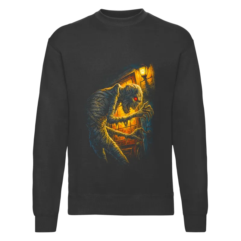 haln0131_czarny Bluza bez kaptura Halloween – Mumia piwnica - obrazek 1