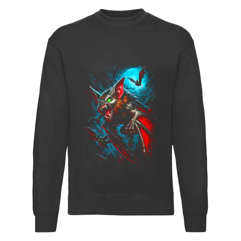 haln0132_czarny Bluza bez kaptura Halloween – Nietoperze - obrazek 1