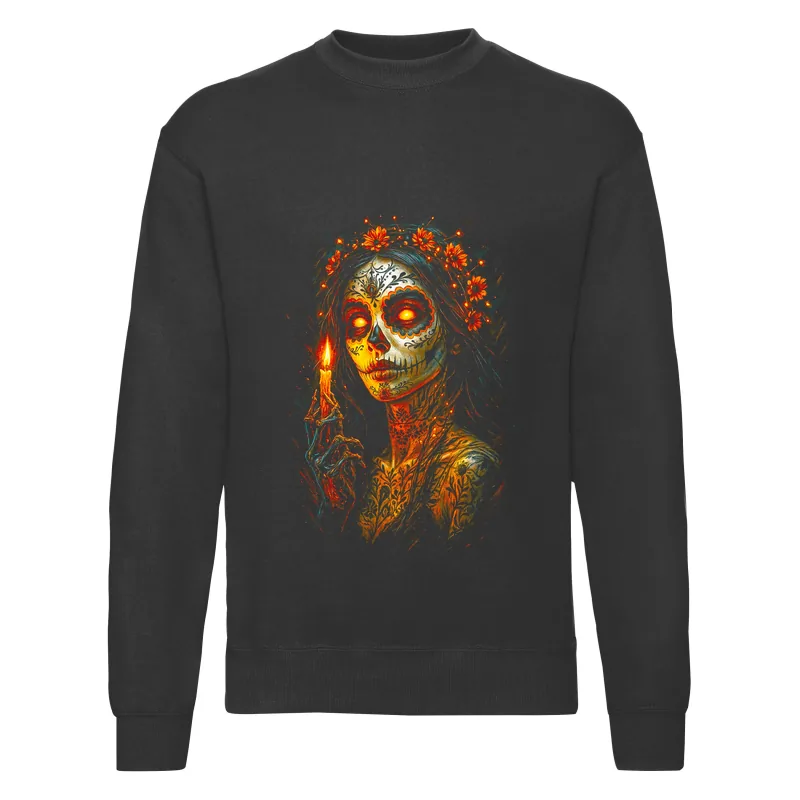 haln0134_czarny Bluza bez kaptura Halloween – Panna wianek - obrazek 1