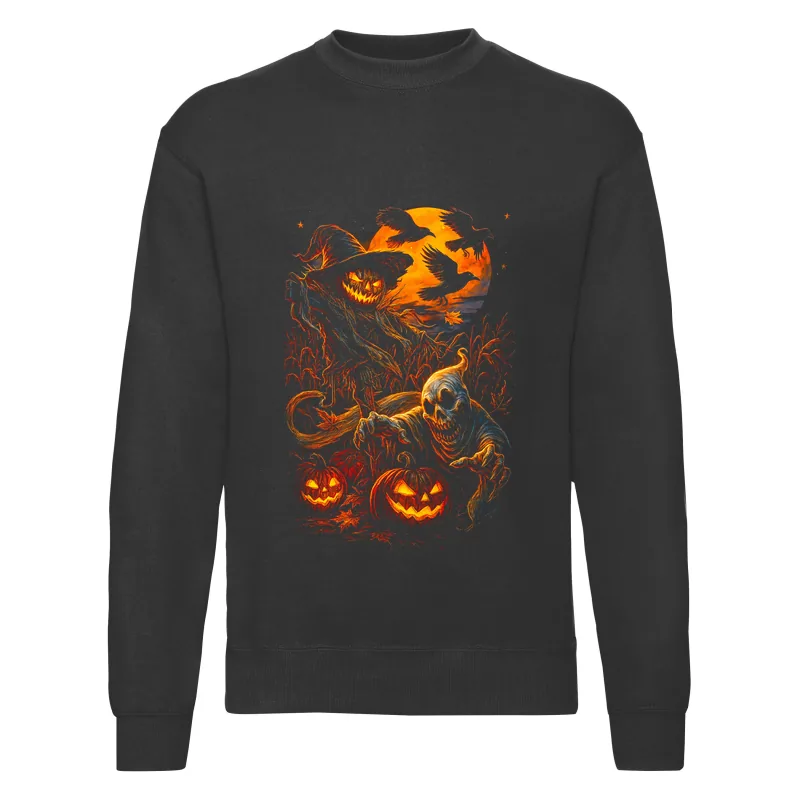 haln0136_czarny Bluza bez kaptura Halloween – Pole kukurydzy - obrazek 1